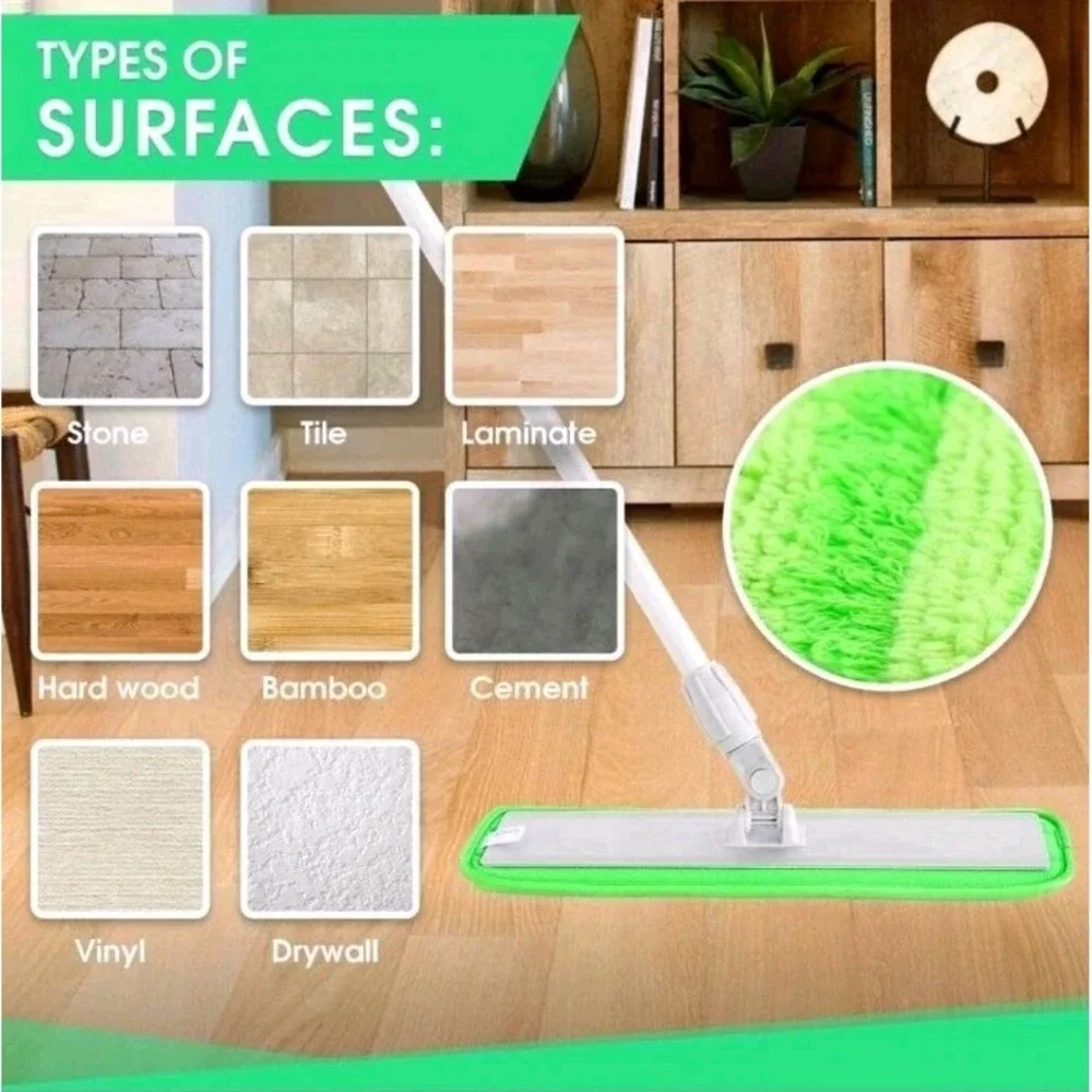 Turbo‎ Mop Microfiber Mop Kit-Tile & Wood Floor 4 Reusable Pads